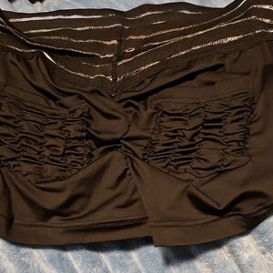 Black Ruched Butt Shorta with Silver Stripes